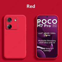 Skysto silikono telefono dėklas Xiaomi Poco M7 Pro 5G dėklas viršelis Funda galinis dangtelis Poco M7 Pro 5G dėklui viršeliui For Poco M7 Pro 5G raudona