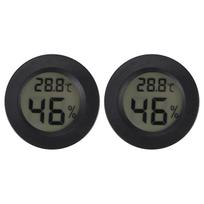2 vnt. Mini skaitmeninis LCD termometras-higrometras, apvalios formos, temperatūros ir drėgmės matuoklis roplių dėžutei