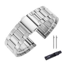 Compatible Stainless Steel Three-Bead Watch Strap for Apple Watch, Samsung, and Huawei GT4. 22mm