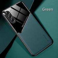 Samsung Galaxy S25 S24 S23 Plus Dėklas TPU Oda Automobilinis Magnetinis Laikiklis Galaxy S22 S21 S20 Ultra FE S10 Plus Dėklas Rėmelis Coqu Galaxy S23 Ultra žalia