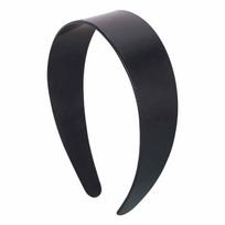 Black Plastic-wrapped Hair Band Wide Flat Toothless Plastic Hair Accessory
