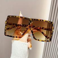 Women's Oversized Square Plastic Frame Glasses for Festive Parties leopardas