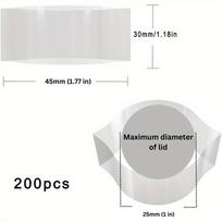 200 vnt. 45x30 mm Skaidri perforuota susitraukianti juosta – Šilumos susitraukiantis įpakavimo sandariklis buteliams, stiklainiams, lūpų dažų tūbelėms (3/4 colio iki 1 colio skersmens) 200pcs