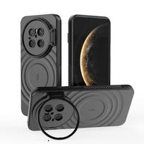 New Anti-Drop Magnetic Case for Huawei Mate 70 Pro Plus 5G Mate70 Pro+ Wireless Charging Kickstand Shell Silky Touch Wave Pattern Cover Huawei Mate 70 juoda