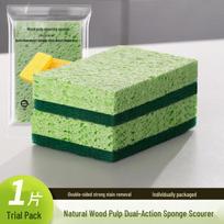 Magic Wood Pulp Dishwashing Sponge - Kitchen Cleaner for Dishes, Cups, Pots & More gray