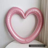 Tuščiaviduris didelis širdies formos nuotraukų rėmelis, lankas-balionas, aliuminio folijos gimtadienio balionas, vaikų vakarėlio dekoracija, rekvizitai nuotraukoms Pink heart