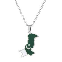 Pakistano Vėliavos Pakabukas Karoliai Madingi Nacionalinių Žemėlapių Kaklo Grandinėlės Reguliuojamos Etninės Raktikaulio Grandinėlės Poros Dovanos sidabras