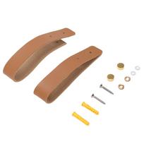 2PCS PU Leather Curtain Rod Holder Boho Wall Hanging Curtain Rod Bracket Mounted Straps with Screws for Bathroom Kitchen