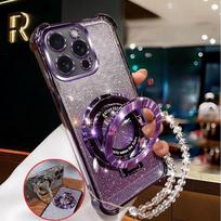 Krištolinė apyrankė Magnetinis stovas Telefono dėklas iPhone 17 16 15 14 13 12 11 Pro Max 16 Plus 17 Air Minkštas blizgučiais atsparus smūgiams dangtelis For iPhone 17