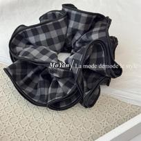 Zhao Lusi Plaid Scrunchie: High-End Four-Layer Overlock Retro Elastic Hair Tie