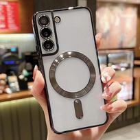 Prabangus Danga Skaidrus Magnetinis Dėklas Magsafe Belaidžiam Įkrovimui Skirtas Samsung Galaxy S20 S21 S22 S23 S24 Ultra Plus Silikoninis Dangtelis For Samsung S22 juoda