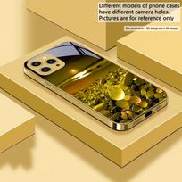 Colorful stone seaside For IPhone 16 16Pro Max 15 P ro 14 13 Plus 12 Mini 11Pro Max XS Max XR Golden tempered glass phone case iPhone 13 mini