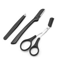 Pradedančiųjų antakių žirklių rinkinys su žirklutėmis, skustuvėliu ir pincetu - Saugus, ergonomiškas ir nešiojamas 3pcs