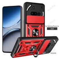 Funda for Nothing Phone 3A Case Slide Camera Protection Ring Stand Shockproof Back Cover for NothingPhone 3A Capa Funda Nothing Phone 3A raudona