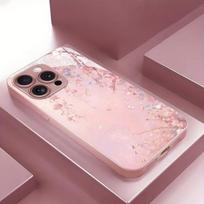 Aliejinės tapybos rožinės gėlės Metaliniai dažai Grūdinto stiklo telefono dėklas iPhone 11 12 13 14 15 16 17 Pro Max Plus 16E 17Air Dangtelis iPhone 13 Pro