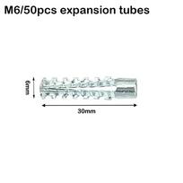 Dantyti metaliniai plėtimosi vamzdeliai, savisriegiai betono sraigtai, vamzdžių gręžimo kamščiai, betono sienos M6 50pcs expansion tubes