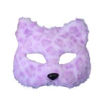 Animal Foxes Wolf Mask Halloween Party Cosplay Costumes Props Plush Cats Half Face Mask Masquerades Mask for Carnivals violetinė