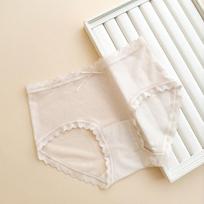 Girls Summer Ultra Thin Pure Sexy Lace Romantic Jacquard Mesh Cotton Crotch Waist Triangle Briefs M pilka/kava