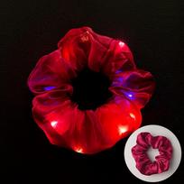 LED Flashing Disco Hair Tie: Glowing Rubber Band for Nightclub Style vyno raudonos spalvos