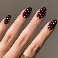 White Polkas Dot Fake Nail Wine Red Easy DIY Application ABS Materials Press On Nail for Wedding Party Essential 1
