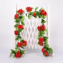 220cm Rose Cane Imitation Fake Flower Birthday Party Wedding Festivals Room Decoration Red Yellow Pink Purple 9 Roses 220cm raudona