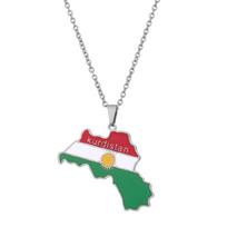 Kurdistano žemėlapio karoliai Moterims Vyrams Grandinėlės Auksinės Sidabrinės Kurdistano vėliavos žemėlapio pakabukai sidabras