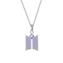 BTS logotipo pakabukas ant kaklo, Bangtan Boys violetinis kaklo papuoalas, Kpop ARMY gerbėjų papuošalų aksesuaras