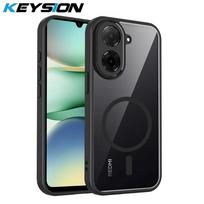 KEYSION Skaidrus magnetinis telefono dėklas Redmi A5 171mm, minkštas silikonas+PC, HD skaidrus atsparus smūgiams galinis dangtelis Xiaomi POCO C71 for POCO C71 pilka