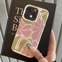 For iPhone 17 16 15 14 13 12 11Pro Max case Pink Flower Print Phone Case, Shockproof Full Body Protective Cover iPhone 15 Plus