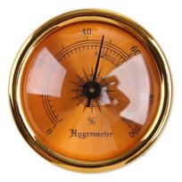 Gold Round Glass Analog Hygrometer For Humidors Gold For Guitar Violin Cigar  Cabinet File Box 44x44x22mm 1