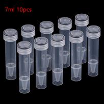 10 vnt. 7 ml centrifugos mėgintuvėlių su sriegiu užsukamu dangteliu, plokščiu dugnu, plastikiniai centrifugavimo mėgintuvėliai su skale, laboratorinis buteliukas, mėginių talpykla