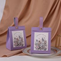 Purple Floral Leather Candy Box for Weddings & Parties 10x6.5x13cm