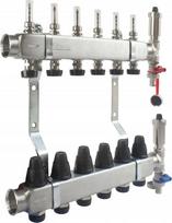 RSZTPX-5 INOX KOLEKTORIUS 5 KONTŪRŲ SU TERMO VOŽTUVU + SRAUTO MATUOKLIU + IŠLEIDIMO VOŽTUVU + VENTILIACIJA „Sigma-Li“ //TG.ROZ.RSZTPX-5