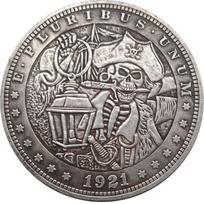 1921 Commemorative Coin Replica Morgan Silver Dollar Foreign Coin Collectible Pirate Design Metal Currency One Size