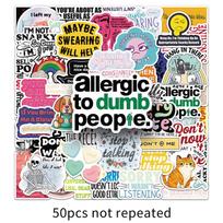 50 Snarky Meme Graffiti Stickers - Fun Prank English Sentences for Phone and Helmet Decoration