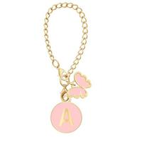 Butterfly Heart Cup & Plate Pendant with English Letter Charms Letter Q beige
