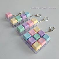 Four-Key Macaron Keyboard Toy: Light-Colored Keychain Switch Tester for Stress Relief 1-key