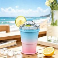 Silicone 2 In 1 Food Grade Foldable Ice Ball Cup and Ice Mold Water Bottle for Parties and Hiking one size