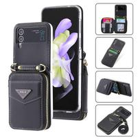 Suitable for Samsung Z Flip7 Mobile Phone Leather Case Z Flip5 Folding Mobile Phone Multifunctional Fashion Zipper Bag Oblique Span Samsung z flip3 juoda