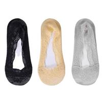 No Show Socks 3 Pairs Lace Socks Antis Slip Invisible Liner Socks for Women,Low Cut Socks with Lace Trim Casual Socks 1