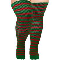Women Striped Knitted Thigh High Socks Super Elasticity Over Knee Stockings Halloween Christmas Hosiery for Thick Thigh Without elastic buck