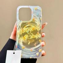 Smudge yellow floral application iPhone17ProMax vortex mobile phone case 16 Apple 14/15 large hole premium sense Apple 17