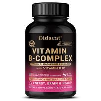 Didacat Vitamin B-Complex with Vitamin B12, Magnesium & Choline 120 Capsules for Energy & Brain Support 120PCS