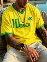 2026 vyrai moterys Brazilijos vėliava Futbolo marškinėliai vyrams Klasikiniai Brazilijos trumpomis rankovėmis T-shirt'ai Laisvalaikio apvalios apykaklės Sportiniai marškinėliai Vyriškas t-shirt'as XXS