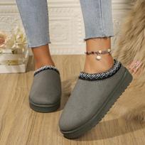 Women's Winter Snow Boots Fleece Lined Fur Thick Bottom Shoes Half Slip on Booties Warm Comfortable round Toe Booties 36 pilka spalva
