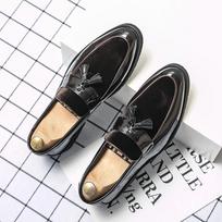 British Style Men's Comfortable Foot Cover Lazy Flow Su Le Fu Shoes Fashionable Patent Leather Breathable Pointed Bean Shoes 38 ruda