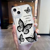 Butterfly suitable for Apple 14 protective case airbag iPhone16plus mobile phone case simple 15promax transparent soft apple 7/8/se