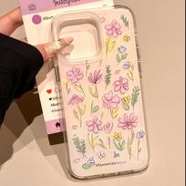 ins purple line drawing flower for apple 17 pro mobile phone case iPhone16IMD15Air fresh 14 IPhone17ProMax