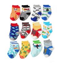 Wholesale Cute Cartoon Crew Socks With Grips Infant Toddler Children Cotton Socks Set for Baby Boy 1-3 Years(12-14)