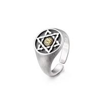 Adjustable Plated Mens Ring With Hexagram Eye Motif Vintage Geometric Statement Finger Adjustable Open Band